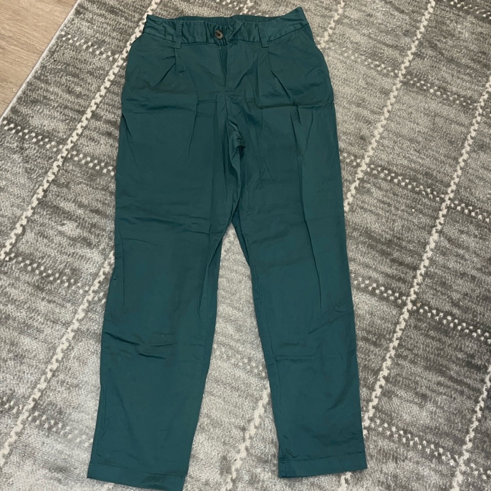 A new day elastic waistband teal straight leg pants size small